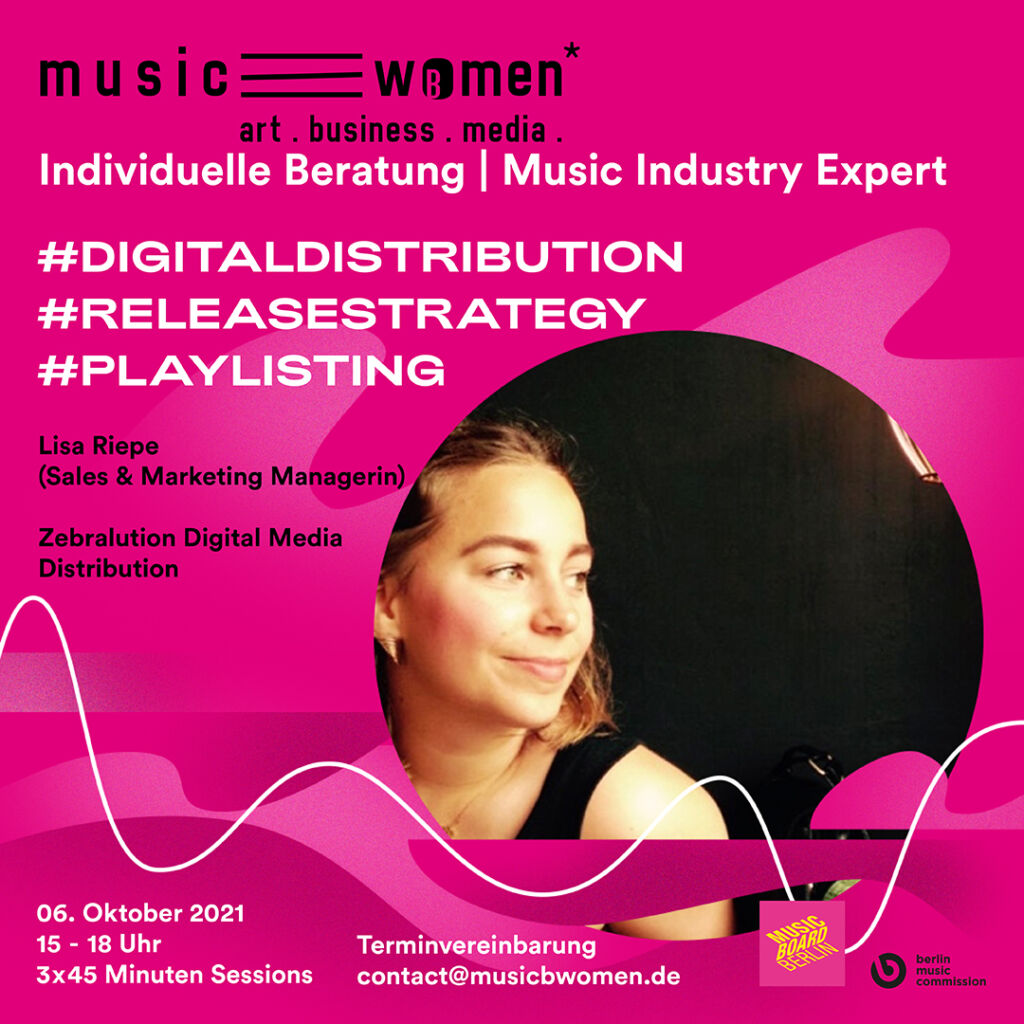 Profilbild von Lisa Riepe vor einem pinken Hintergrund mit den detaillierten Informationen zu der Veranstaltung.